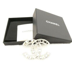 Chanel Brooch Pin CC Logo Pearl Stone